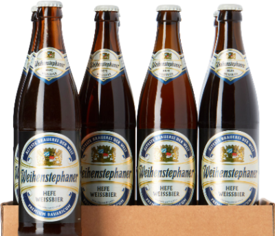 Weihenstephaner Hefe Weisse tray met 8 flessen van 50cl Weihenstephaner Hefe Weisse tray met 8 flessen van 50cl